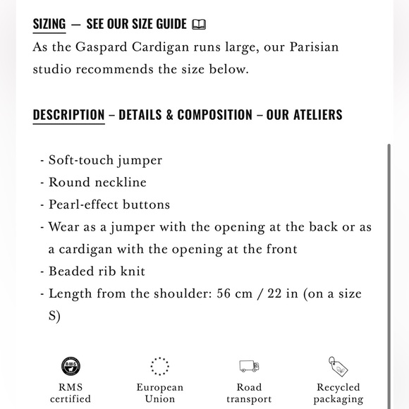 NWOT Sezane Gaspard Vintage Blue Cardigan Sweater SMALL - Picture 12 of 15